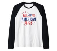 All American Girl 4th of July Girls Kids Sunglasses Family Camiseta Manga Raglan