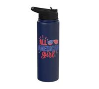 All American Girl 4th of July Girls Kids Sunglasses Family Stainless Steel Insulated Water Bottle