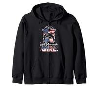 All American Girl Messy Bun USA Estilo patriótico Sudadera con Capucha