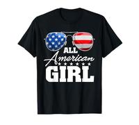 All American Girl USA Flag Sunglasses 4th of July Camiseta