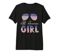 All American Girl USA Flag Sunglasses 4th of July Camiseta Premium