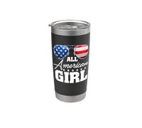 All American Girl USA Flag Sunglasses 4th Of July Vaso térmico de acero inoxidable de doble pared