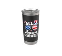 All American Grandmother USA Flag Sunglasses 4th Of July Vaso térmico de acero inoxidable de doble pared