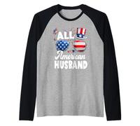 All American Husband American Flag Sunglasses 4th of July Camiseta Manga Raglan