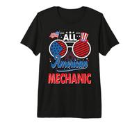All American Mechanic American Flag Sunglasses 4th of July Camiseta Premium