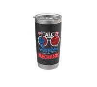 All American Mechanic American Flag Sunglasses 4th Of July Vaso térmico de acero inoxidable de doble pared