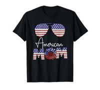 All American Mom Sunflower USA Flag Sunglasses 4th of July Camiseta