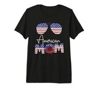 All American Mom Sunflower USA Flag Sunglasses 4th of July Camiseta Premium