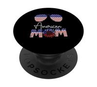 All American Mom Sunflower USA Flag Sunglasses 4th of July PopSockets PopGrip Adhesivo