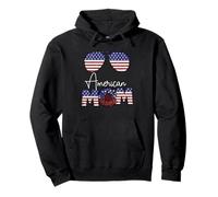 All American Mom Sunflower USA Flag Sunglasses 4th of July Sudadera con Capucha