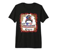 All American Nana Patriotic Messy Bun USA Flag 4th of July Camiseta Premium