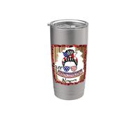 All American Nana Patriotic Messy Bun Usa Flag 4th of July Vaso térmico de acero inoxidable de doble pared