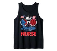 All American Nurse American Flag Sunglasses 4th of July Camiseta sin Mangas