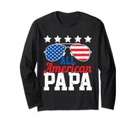 All American Papa 4th of July American Flag Dad Grandpa Manga Larga