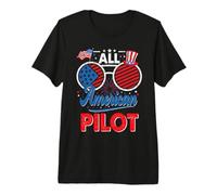 All American Pilot American Flag Sunglasses 4th of July Camiseta Premium