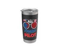 All American Pilot American Flag Sunglasses 4th Of July Vaso térmico de acero inoxidable de doble pared