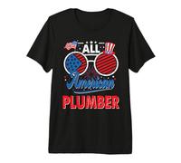 All American Plumber American Flag Sunglasses 4th of July Camiseta Premium