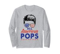 All American Pops Grandpa Sunglasses USA Flag 4th of July Manga Larga