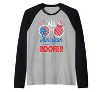 All American Roofer American Flag Sunglasses 4th of July Camiseta Manga Raglan