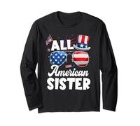 All American Sister American Flag Sunglasses 4th of July Manga Larga