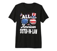 All American Sister In Law USA Flag Sunglasses 4th of July Camiseta Premium