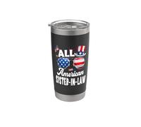 All American Sister In Law USA Flag Sunglasses 4th Of July Vaso térmico de acero inoxidable de doble pared
