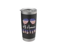 All American Sister Sunflower Flag Sunglasses 4th Of July Vaso térmico de acero inoxidable de doble pared