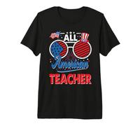 All American Teacher American Flag Sunglasses 4th of July Camiseta Premium