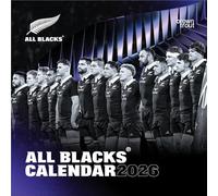 All Blacks OFICIAL | Calendario mensual cuadrado de pared 2026 de 12 x 24 pulgadas (colgado) | Sin plástico | BrownTrout | Deporte de rugby