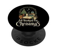 All Booked For Christmas Cozy Holiday Book Lover Graphic PopSockets PopGrip Adhesivo