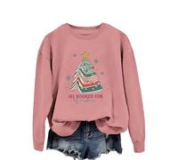 All Booked For Christmas Women's Everyday Crewneck Sweatshirt - Soft Graphic Print Pullover for Casual Comfort and Style