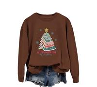 All Booked For Christmas Women's Everyday Crewneck Sweatshirt - Soft Graphic Print Pullover for Casual Comfort and Style