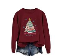 All Booked For Christmas Women's Everyday Crewneck Sweatshirt - Soft Graphic Print Pullover for Casual Comfort and Style