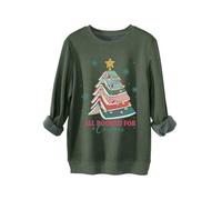 All Booked For Christmas Women's Graphic Print Sweatshirt, Long Sleeve Comfort Fit Pullover, Cotton Blend Crewneck Top for Daily Use and Holiday Gifting