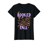 All Booked For Fall Bookish Reader Autumn Halloween Books Camiseta gráfica económica, Mujer, Negro, S