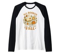 All Booked For Fall Cozy Reader Autumn Books & Pumpkin Camiseta Manga Raglan