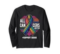 All Cancers Matter Colorful Ribbon Cancer Support Squad Manga Larga