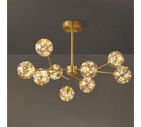 All Celling Beautiful Gypsophila Light with Glass Globe Shade, Flush Mount Copper Neutral Color Ceiling Lamp, Sputnik Chandelier For Bedroom Study Villa,18 Lights