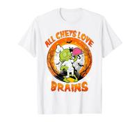 All Chefs Love Brains Zombie Chef Funny Halloween Costume Camiseta gráfica económica, Hombre, Blanco, S