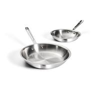 All-Clad D3 - Juego de sartenes de acero inoxidable de 3 capas, 2 piezas, 20,3 cm, 25,4 cm, horno de inducción apto para asador, ollas y sartenes de 600 F, utensilios de cocina, color plateado