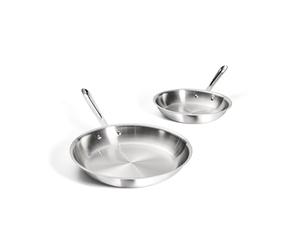 All-Clad Juego de utensilios de cocina D3 de acero inoxidable, 25,5 cm y 30,5 cm, color plateado
