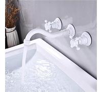 All Copper Buried Wall Concealed Basin Faucet in-Wall Black Wall Faucet washbasin Hidden Embedded Hot and Cold, a White Model