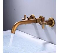 All-Copper Conjoined Black Antique Basin Faucet Concealed Buried Wall Hot and Cold, Antique Cross Handle