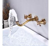 All-Copper Conjoined Black Antique Basin Faucet Concealed Buried Wall Hot and Cold, Antique Plum Blossom Handle
