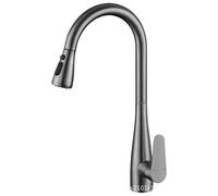 All-copper Kitchen Pull-out Faucet, Sink Sink, Splash-proof Sink, Cold And Hot Water Kitchen Pull-out Faucet(SilverB)