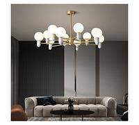 All Copper Nordic Pendant Lights Living Dining Room Bedroom Light Luxury Marble Magic Bean Molecular LED Chandelier (12head white102cm)