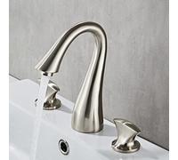 All Copper Three-Hole Basin Faucet Hot and Cold Toilet Bathroom Cabinet Creative Personality Double Handle Wash Basin Faucet, Brushed Color