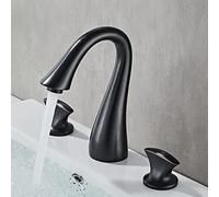 All Copper Three-Hole Basin Faucet Hot and Cold Toilet Bathroom Cabinet Creative Personality Double Handle Wash Basin Faucet, Black