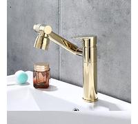 All Copper Toilet Faucet Hot and Cold Water washbasin washbasin Multi-Function Lucky Cat countertop Basin Shampoo Can be rotated, Antique High (Double Outlet)