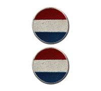 All Countries - Juego de 2 parches de bandera redonda (6 cm) bordados para planchar/coser para chaquetas, sombreros, mochilas, vaqueros, chalecos y proyectos de manualidades (Luxemburgo)